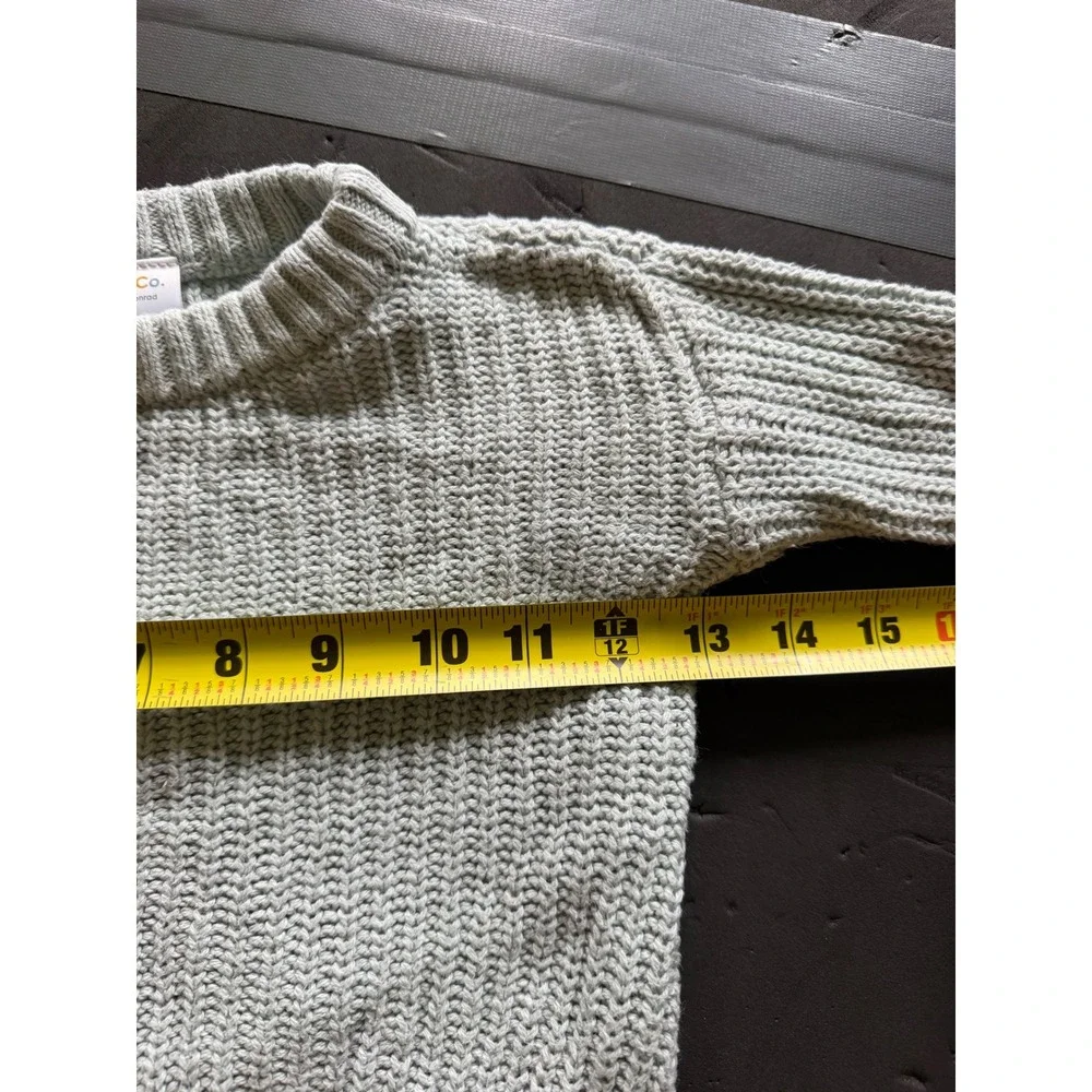 Little Co Seafoam Blue Green Organic Cotton Chunky Knit Unisex‎ Sweater 9M